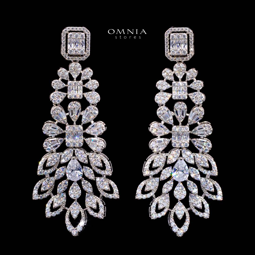 Omnia Athar White Luxury Bridal Full Set in High Quality Zircon Stone Rhodium Plated