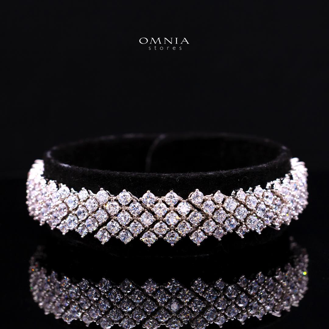 Omnia Thea Bridal Full Set Accessories High Quality Zircon Stone in Rhodium Plated