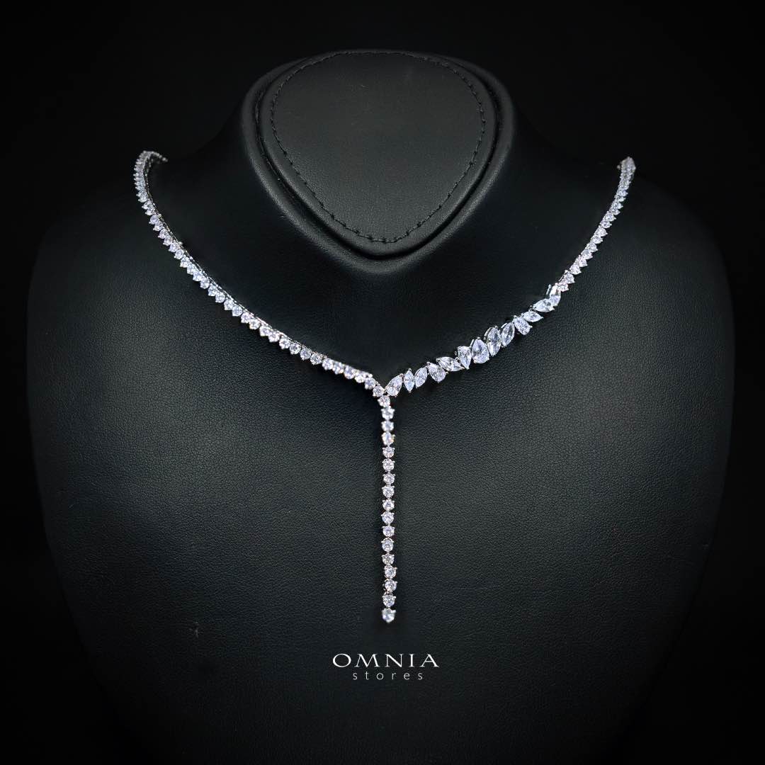 Omnia Claire White Bridal Full Set in High Quality Zircon Stone in Rhodium Plated