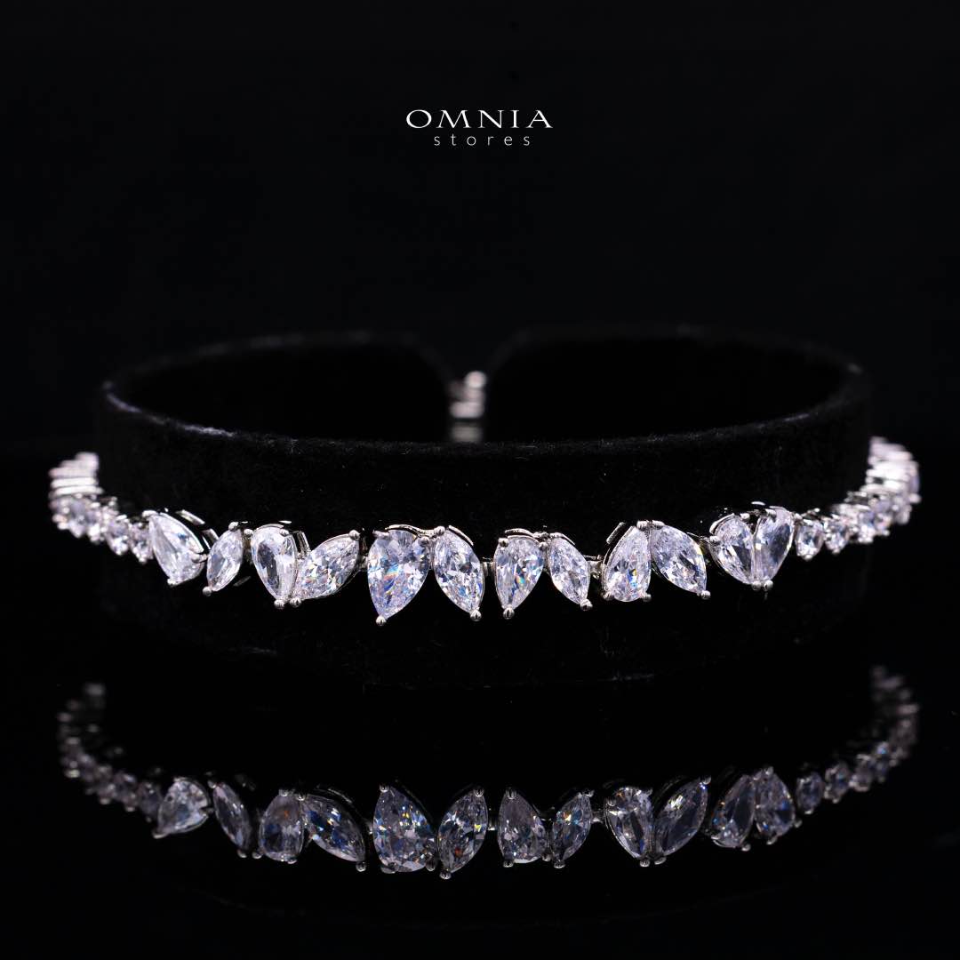 Omnia Claire White Bridal Full Set in High Quality Zircon Stone in Rhodium Plated