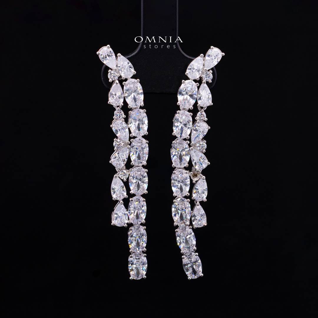Omnia Millie White Luxury Bridal Full Set in High Quality Zircon Stone in Rhodium Plated