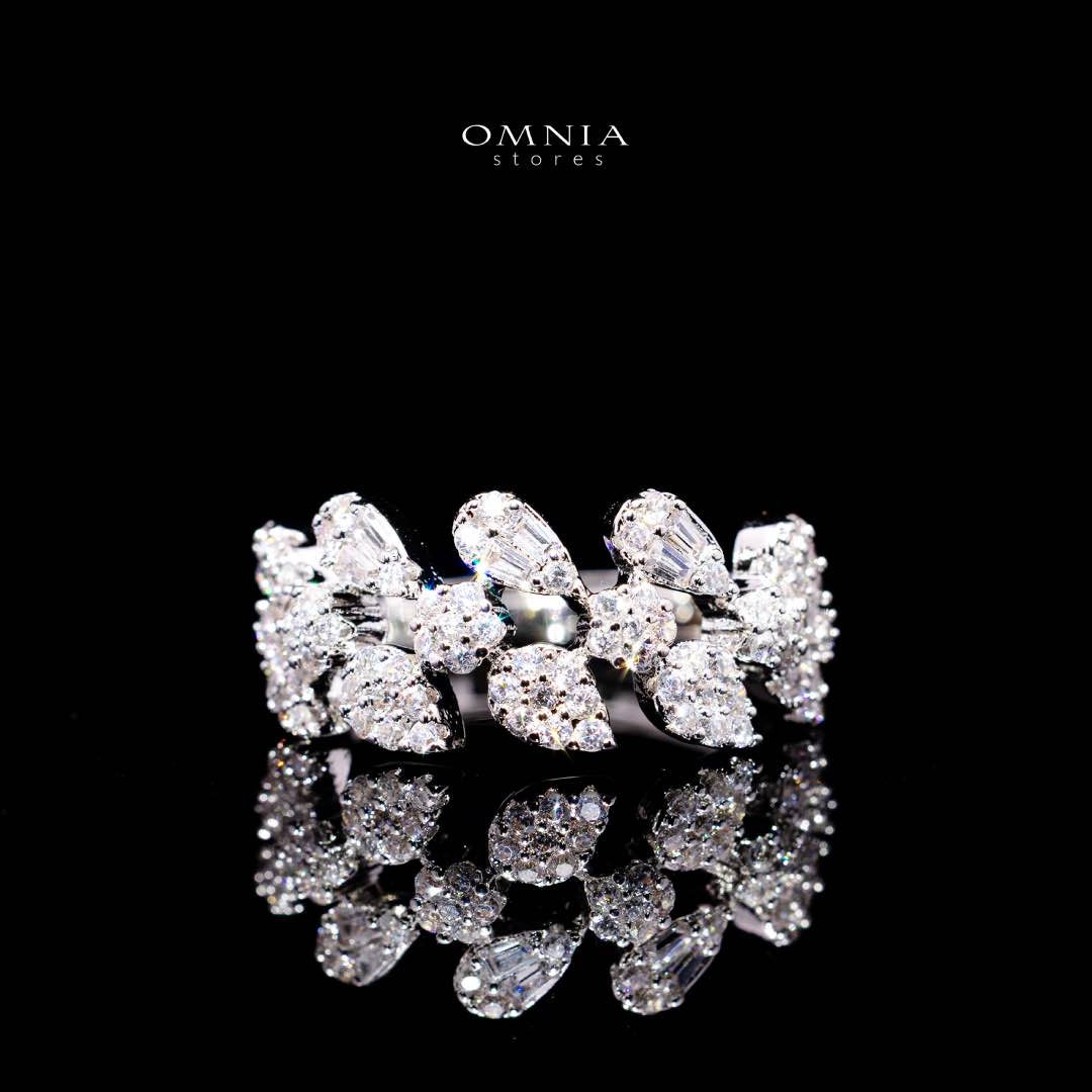 Omnia Amirat White Bridal Full Set in High Quality Zircon Stone in Rhodium Plated