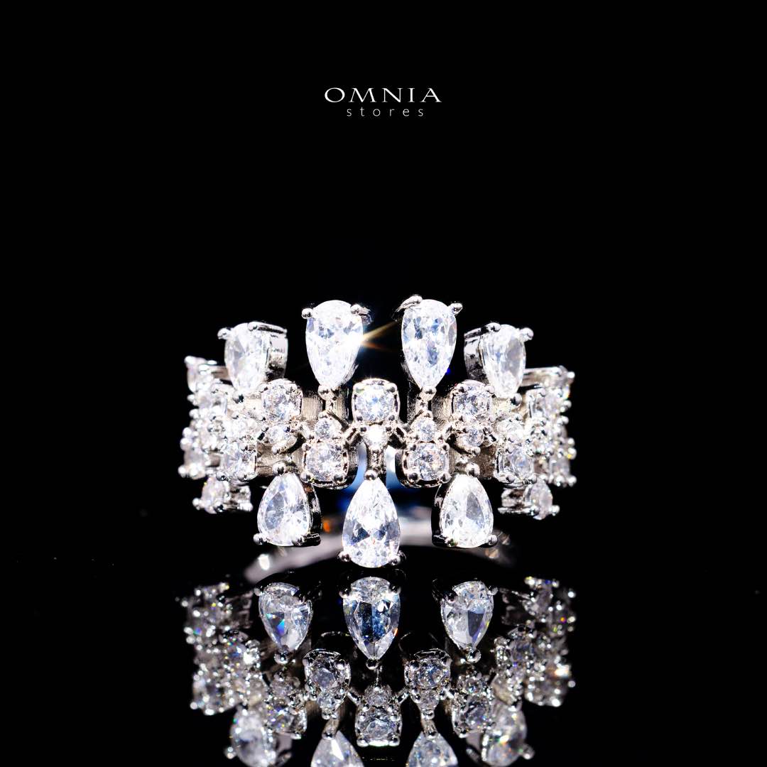 Omnia Nazeera White Bridal Full Set in High Quality Zircon Stone Rhodium Plated