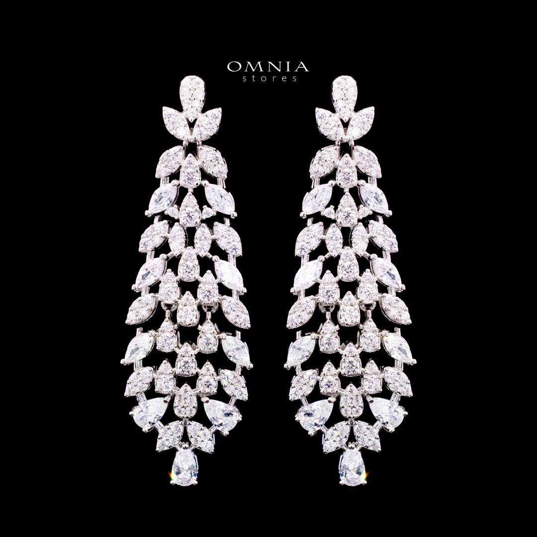 Omnia Nazeera White Bridal Full Set in High Quality Zircon Stone Rhodium Plated