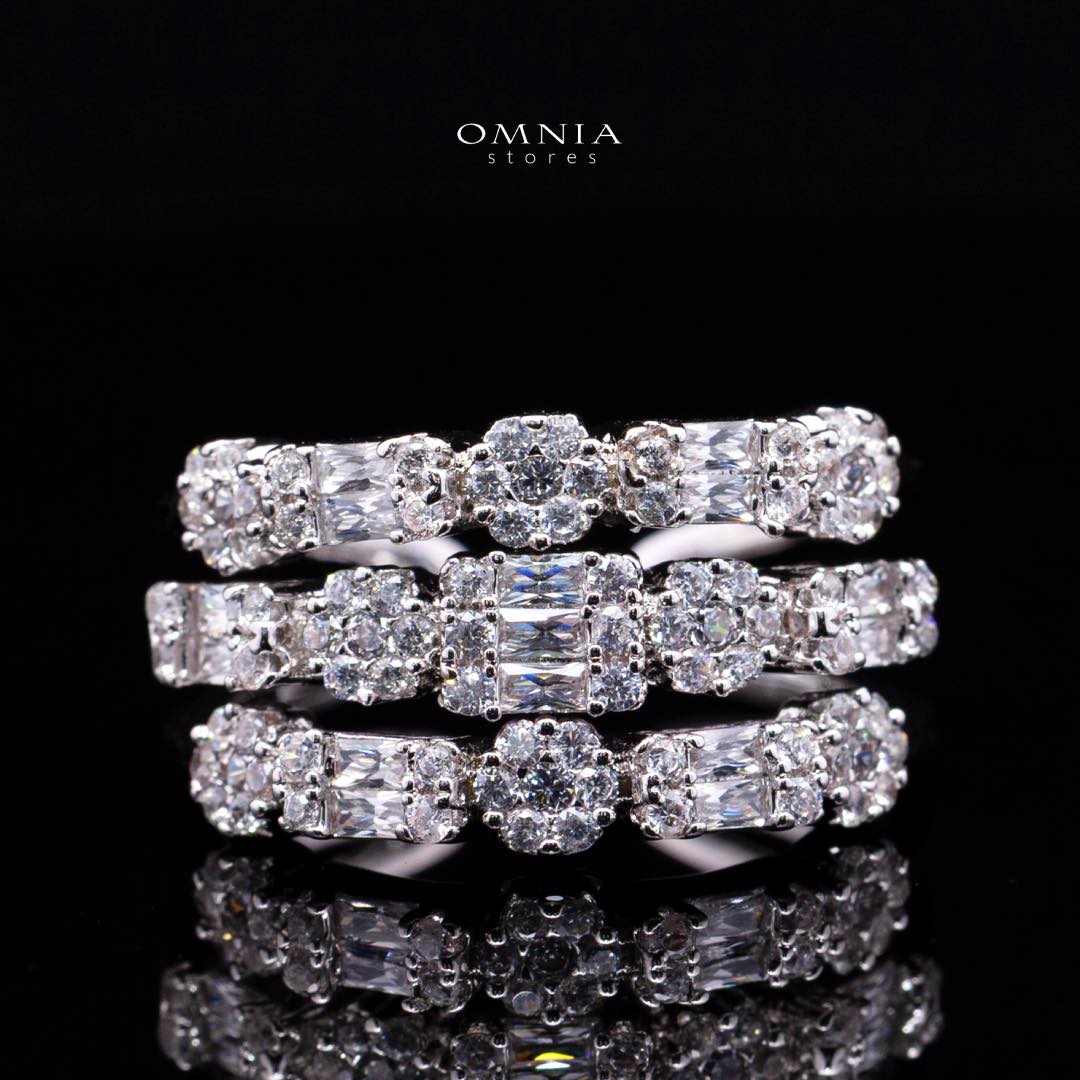 Omnia Abby White Layered Luxury Bridal Full Set in High Quality Rhodium Plated Zircon Stones