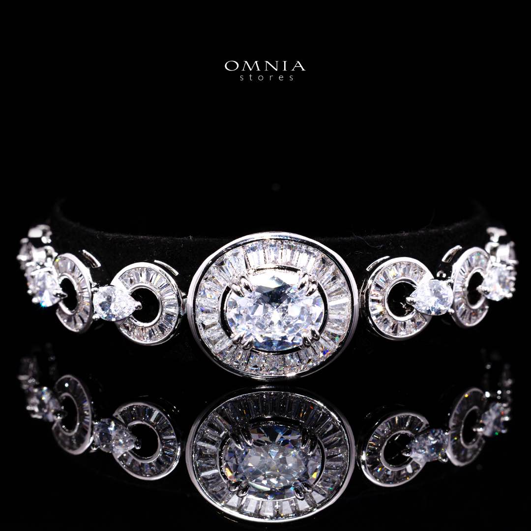 Omnia Hayah White Bridal Full Set in High Quality Zircon Stone in Rhodium Plated