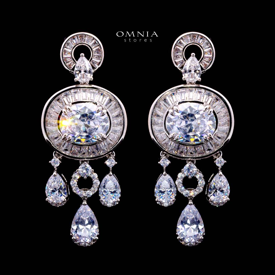 Omnia Hayah White Bridal Full Set in High Quality Zircon Stone in Rhodium Plated