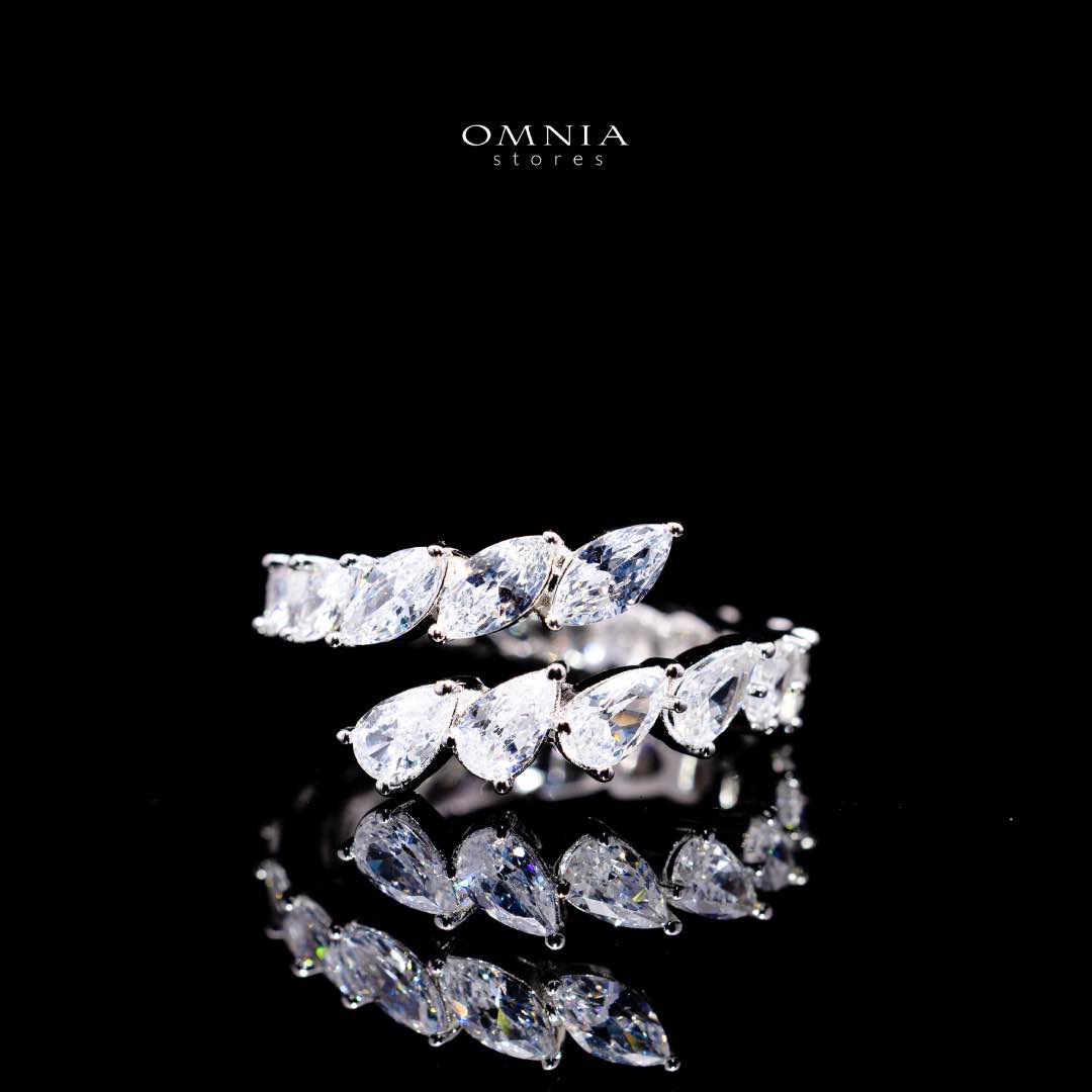 Omnia Nourhane White Double Layer Bridal Full Set in High Quality Zircon Stone in Rhodium Plated
