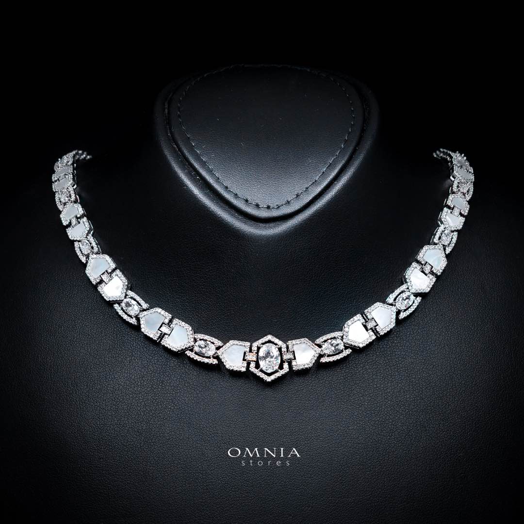 Omnia Rihana White Luxury Bridal Full Set Accessories in High Quality Zircon Stone in Rhodium Plated