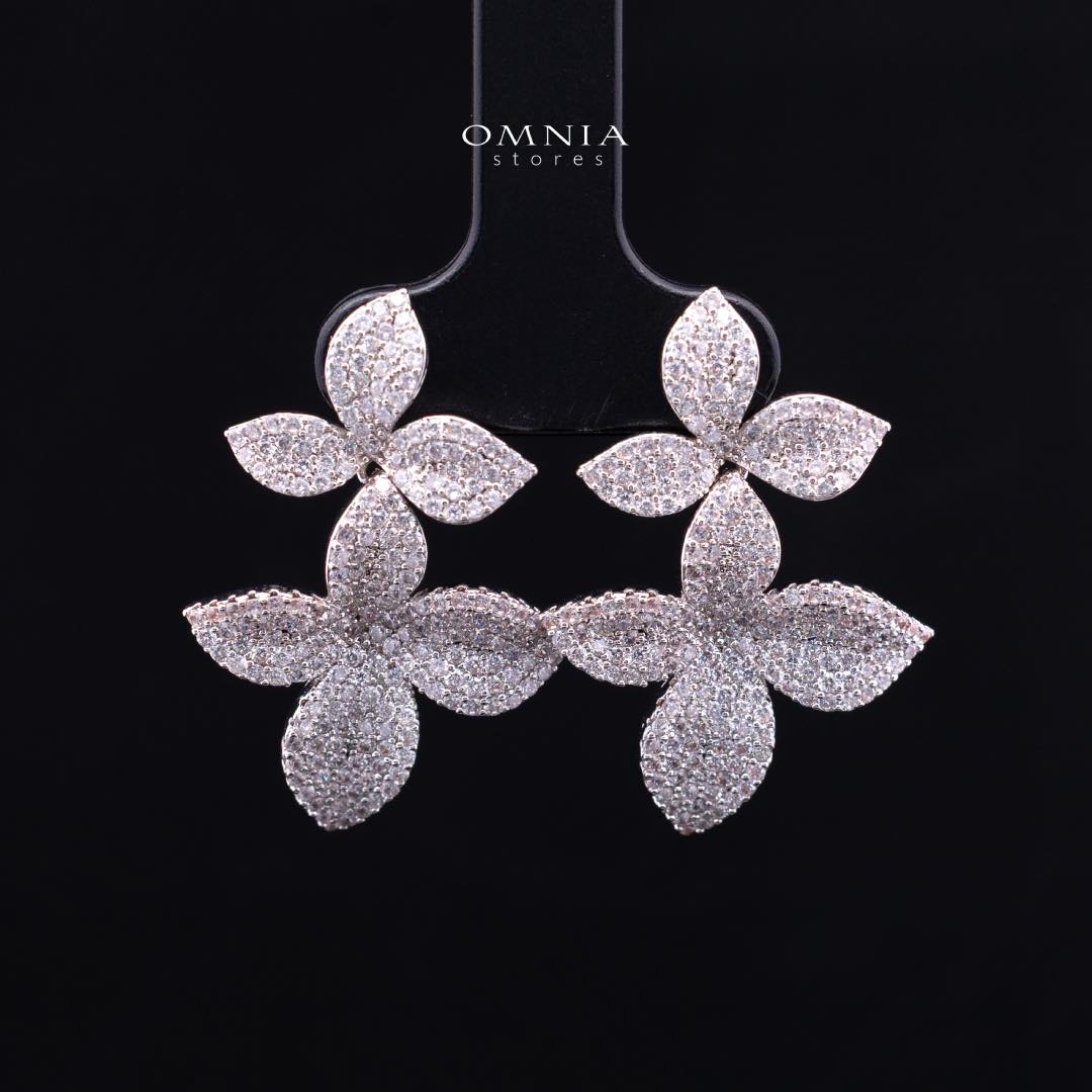 Omnia Laura White Luxury Bridal Full Set in High Quality Rhodium Plated Zircon Stones