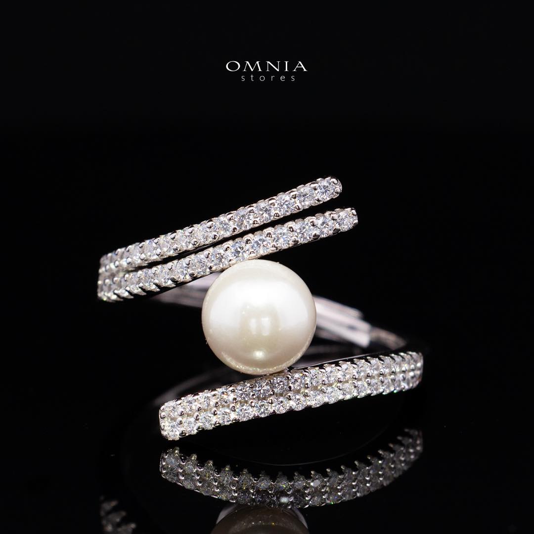 Omnia Ashley Pearl White Bridal Full Set in 925 Silver with High Quality Simulated Diamonds