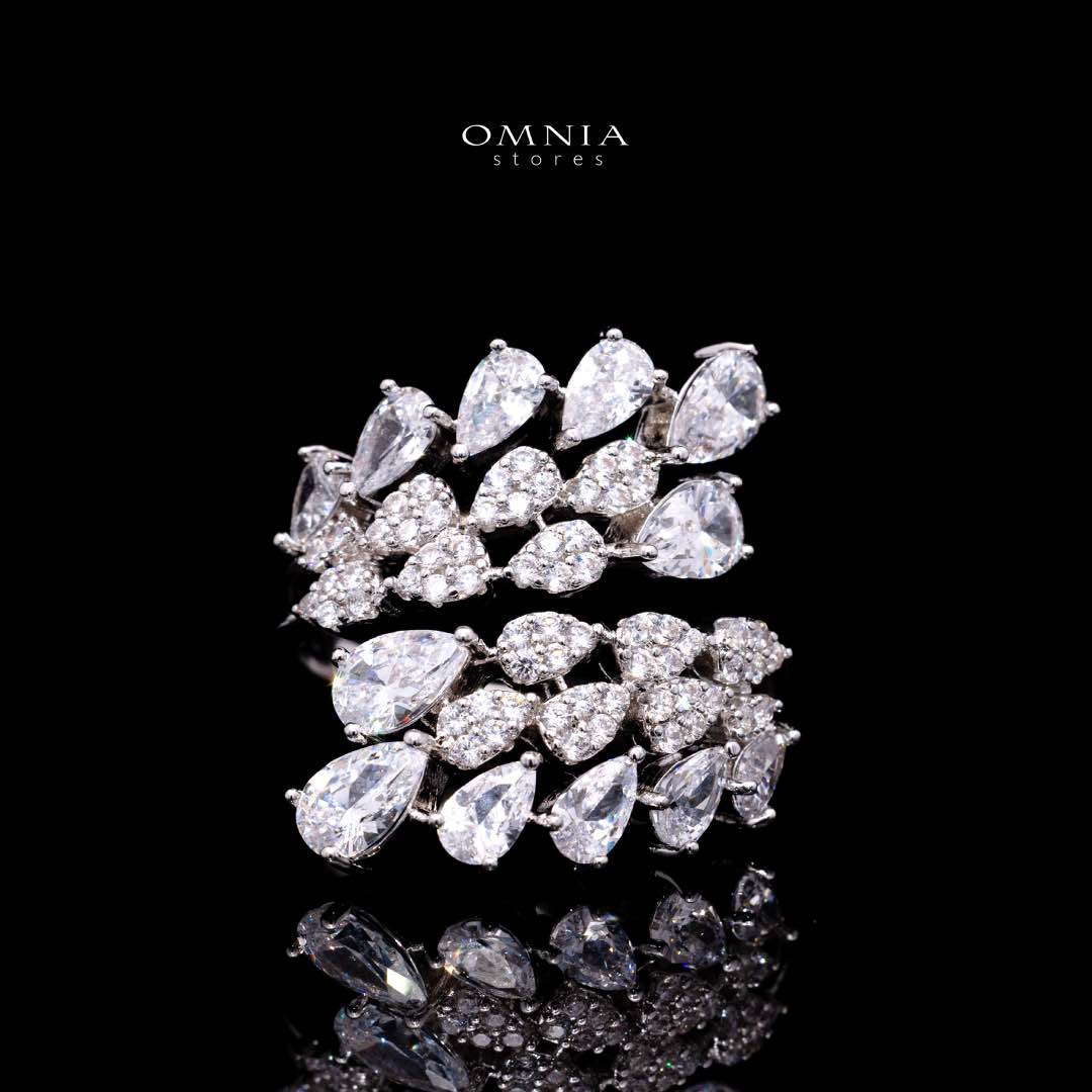 Omnia Amrah Luxury Bridal White Full Set in High Quality Zircon Stone Rhodium Plated