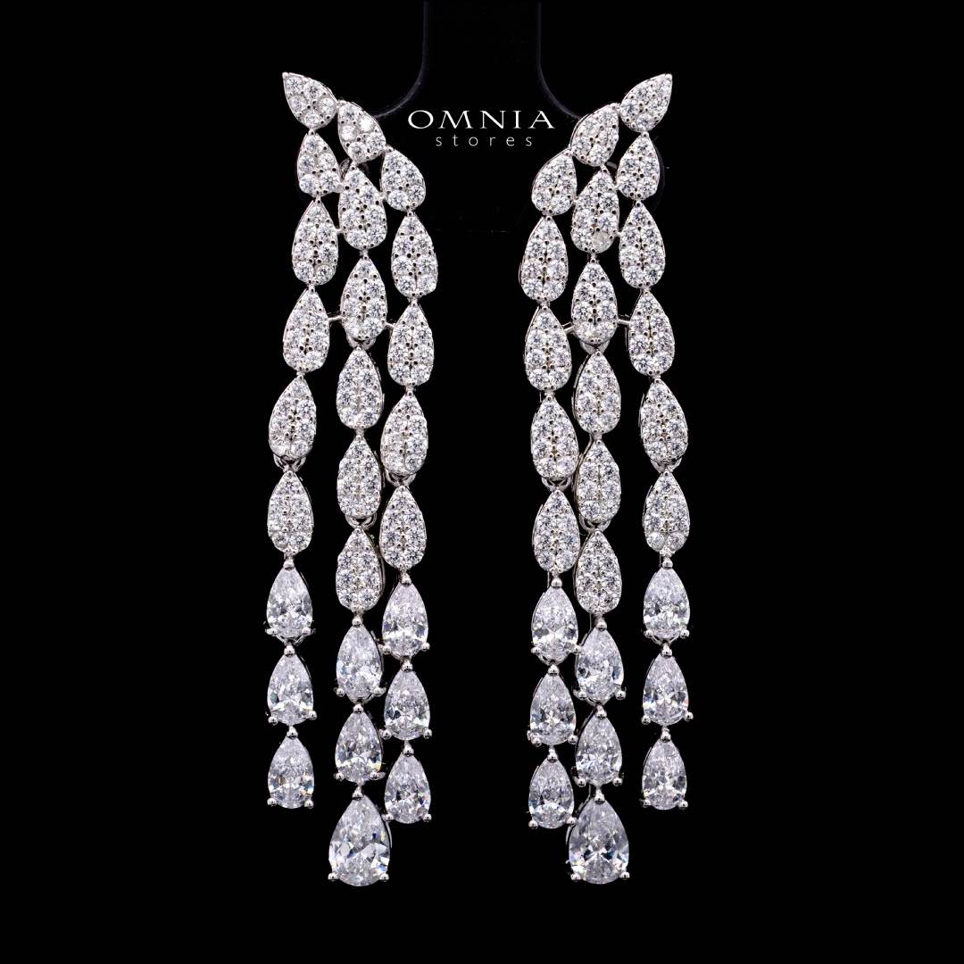 Omnia Amrah Luxury Bridal White Full Set in High Quality Zircon Stone Rhodium Plated