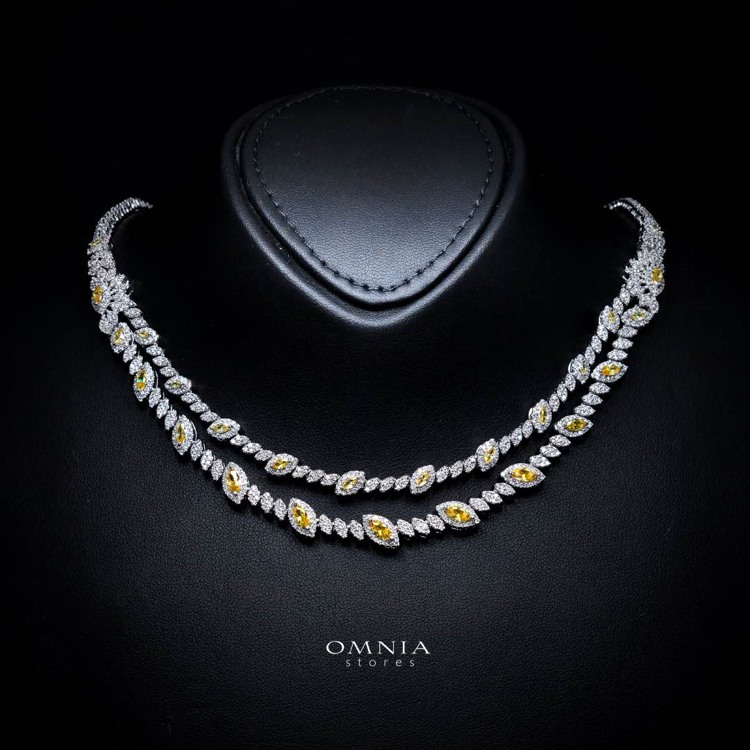 Omnia Nada Yellow Bridal Full Set in High Quality Zircon Stone Rhodium Plated