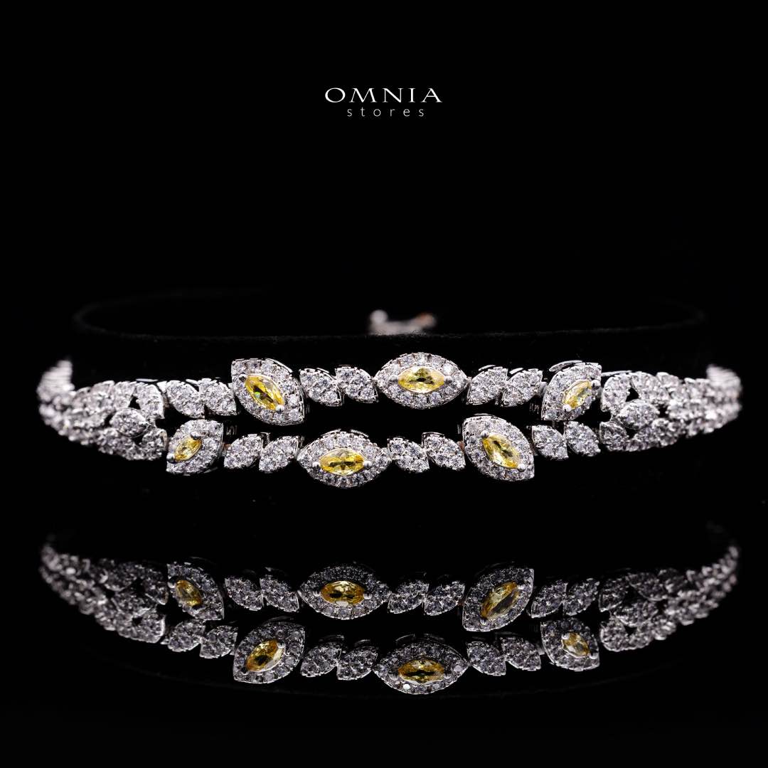 Omnia Nada Yellow Bridal Full Set in High Quality Zircon Stone Rhodium Plated