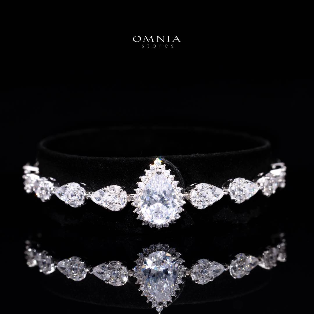 Omnia Radya White Bridal Full Set in High Quality Zircon Stone Rhodium Plated