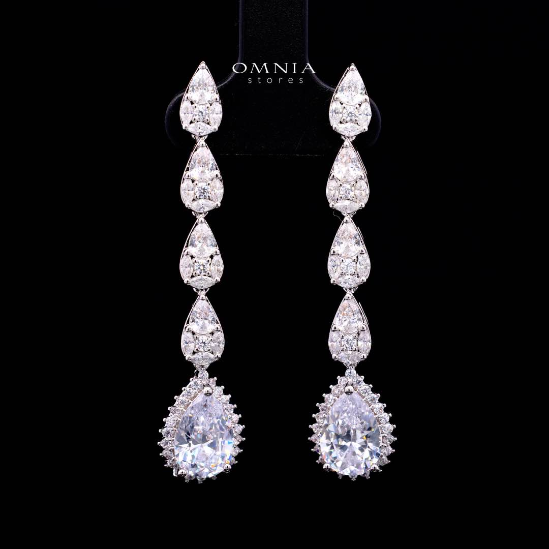 Omnia Radya White Bridal Full Set in High Quality Zircon Stone Rhodium Plated