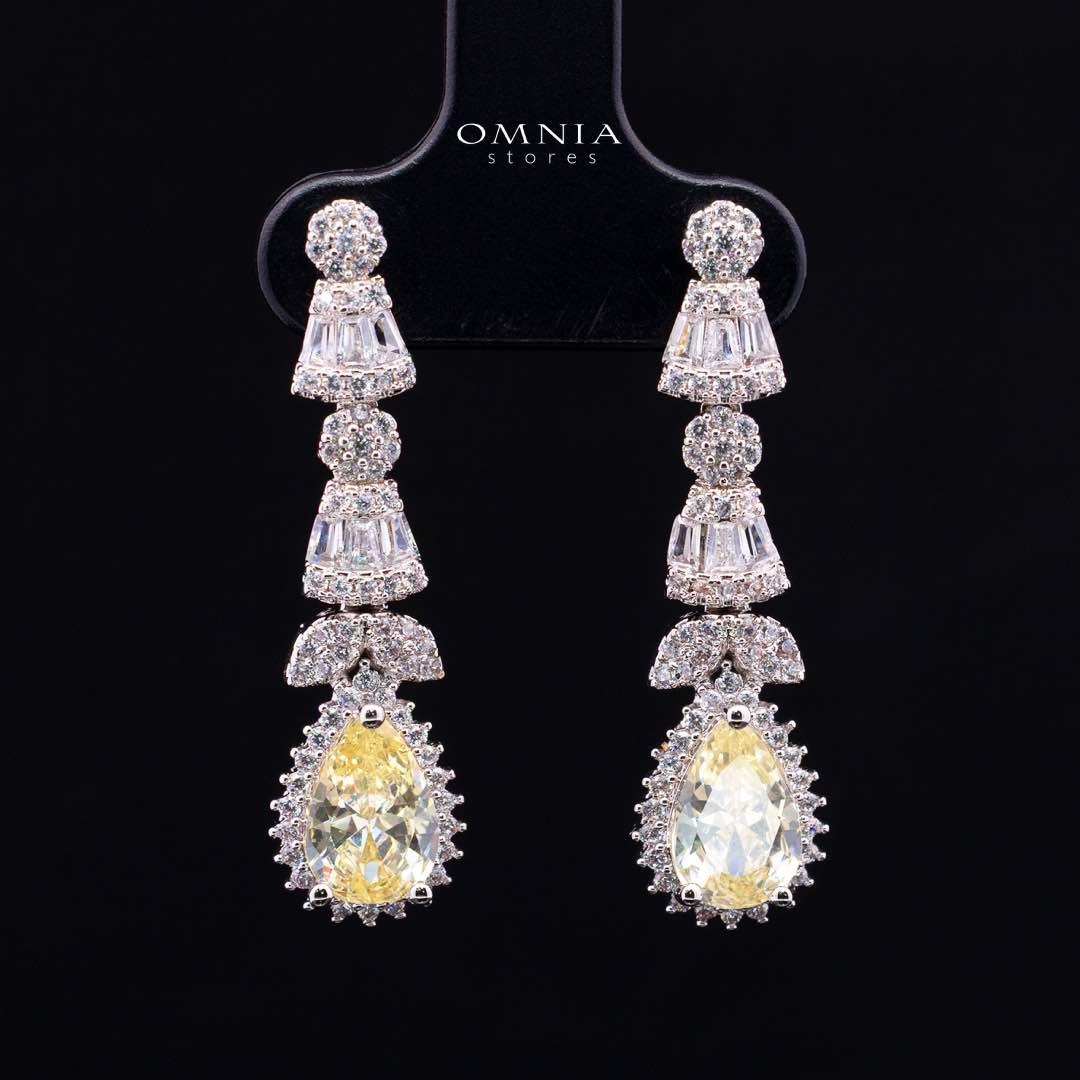 Omnia Ethereal Yellow Luxury Bridal Full Set in High Quality Rhodium Plated Zircon Stones