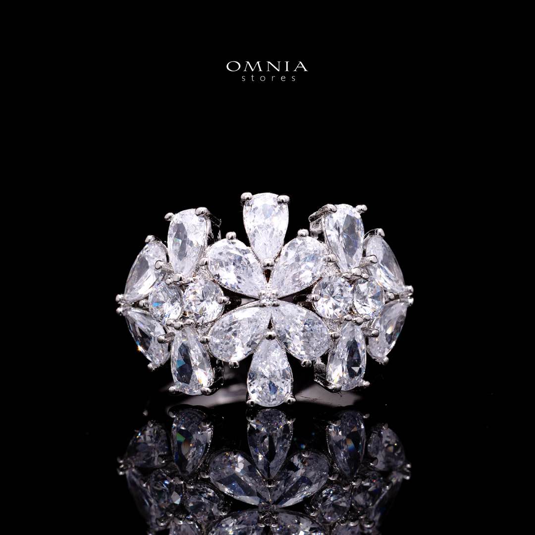 Omnia Reema Pure White Luxury Bridal Full Set in High Quality Zircon Stone Rhodium Plated