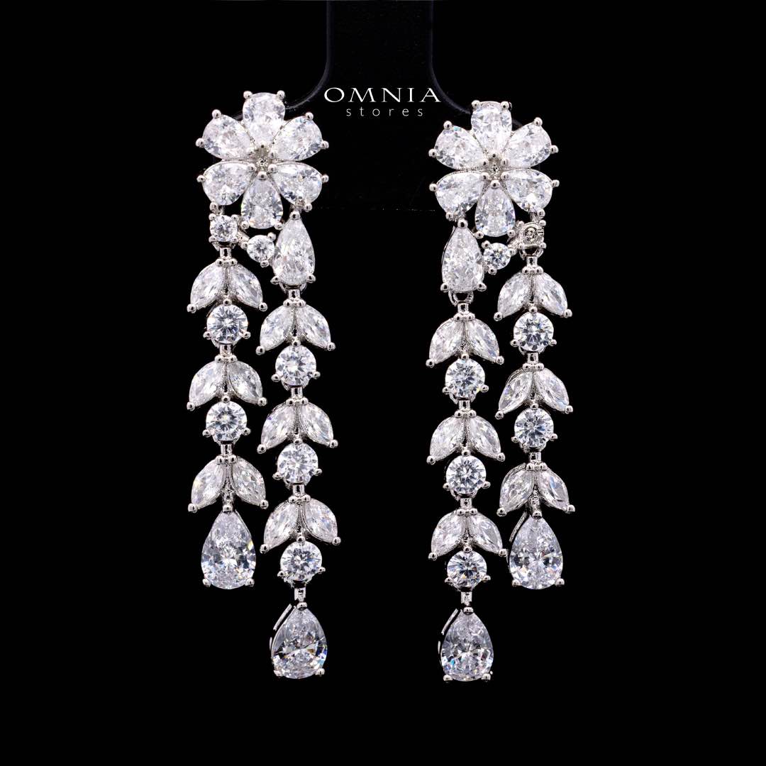 Omnia Reema Pure White Luxury Bridal Full Set in High Quality Zircon Stone Rhodium Plated