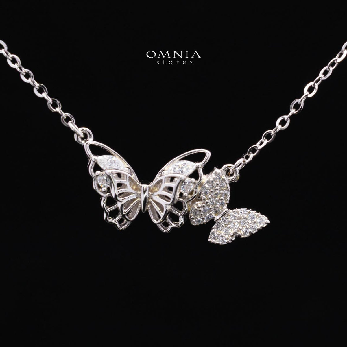 Araceli Butterfly Necklace and Earrings Set in 925 Sterling Silver with Premium Simulated Diamonds