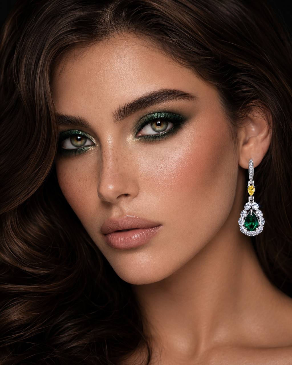 Omnia Amarah Green & Yellow Stone Drop Earrings in 925 Silver with High Quality Simulated Diamonds