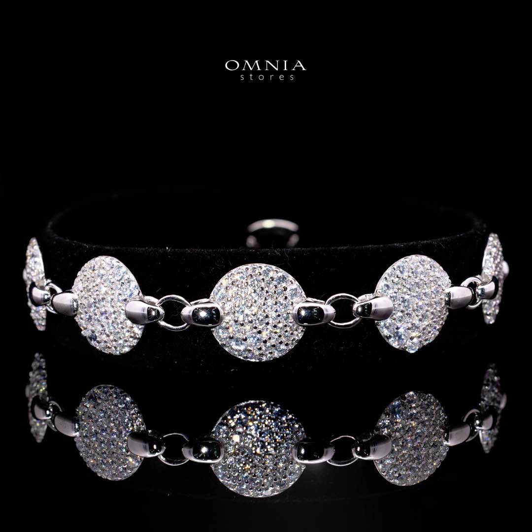 Omnia Reham White Silver Bracelet in 925 Silver High Quality Simulated Diamonds