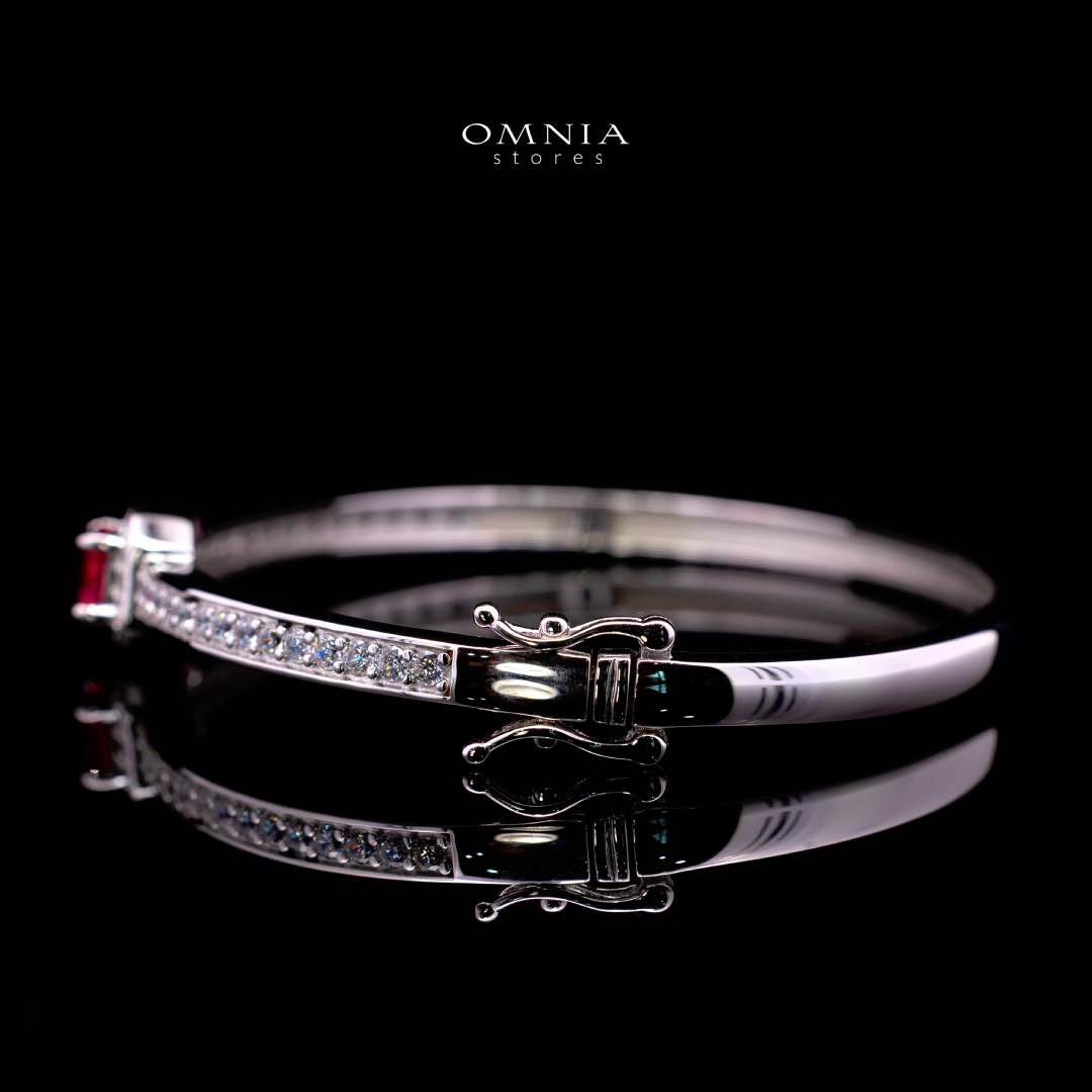 Omnia Ayrah Red Bangle in 925 Silver High Quality Simulated Diamonds