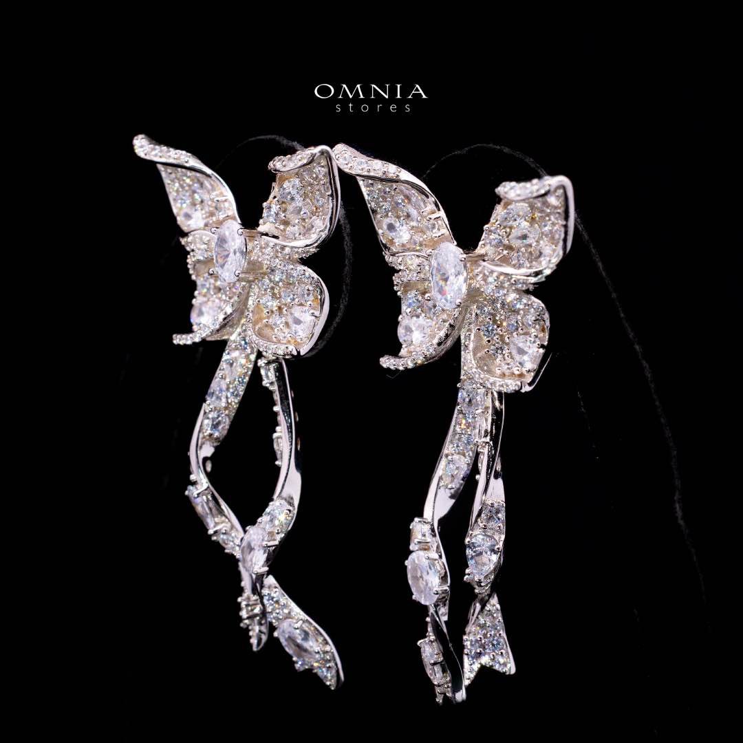 Omnia Zoey Butterfly Drop Earrings in 92.5 Silver with High Quality Simulated Diamonds