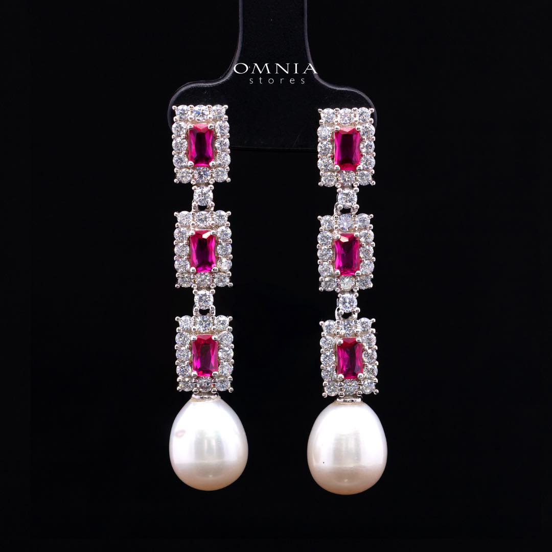 Omnia Arleth Multi-Color Real Pearl Set with Bow Accent and High-Quality Simulated Diamonds, Featuring a Double-Strand Design