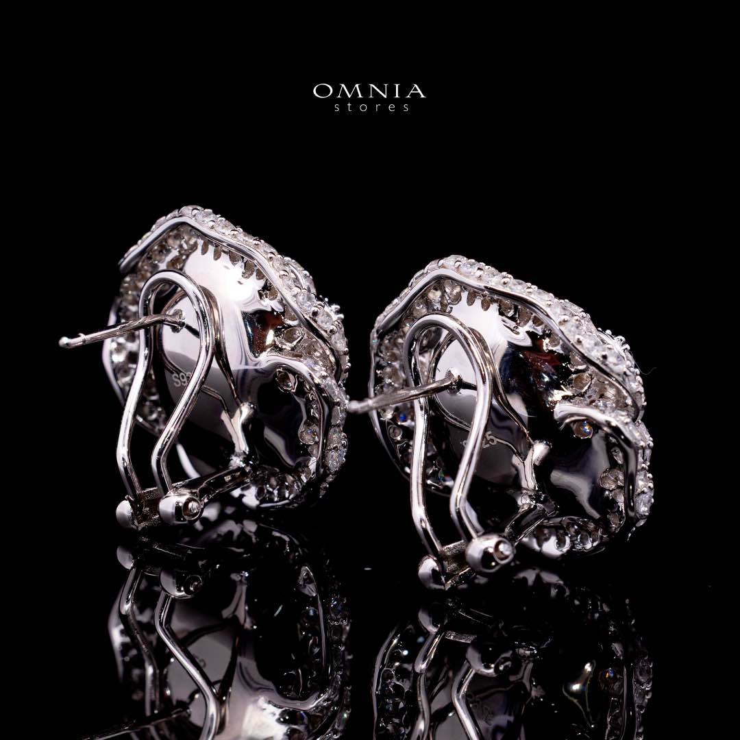 Omnia Eiza Rose Clip Earrings With High Quality Simulated Diamonds In 925 Silver