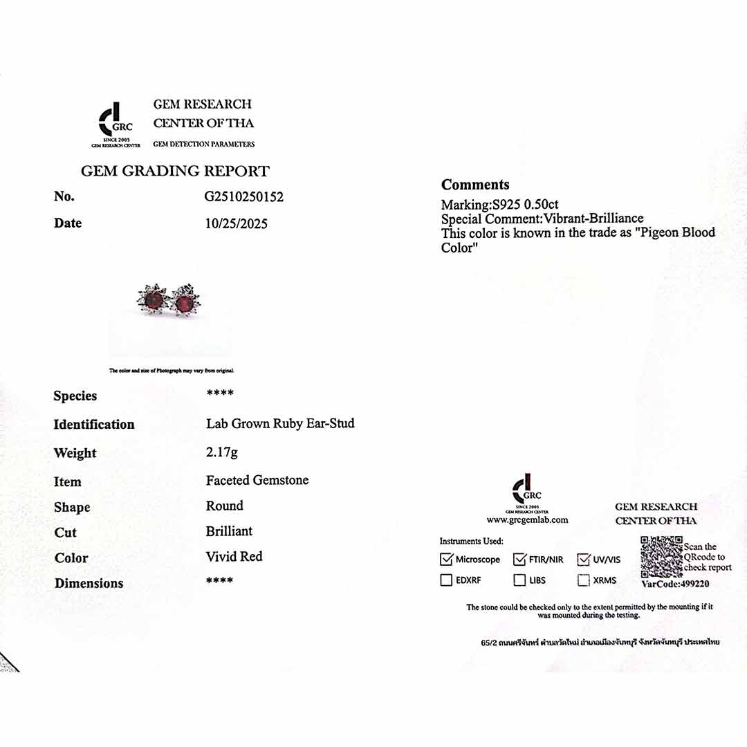 Naisha Lab Grown With GRC Certified Ruby Red Stones Necklace and Earrings Set in 925 Silver - OMNIASTORES UAE