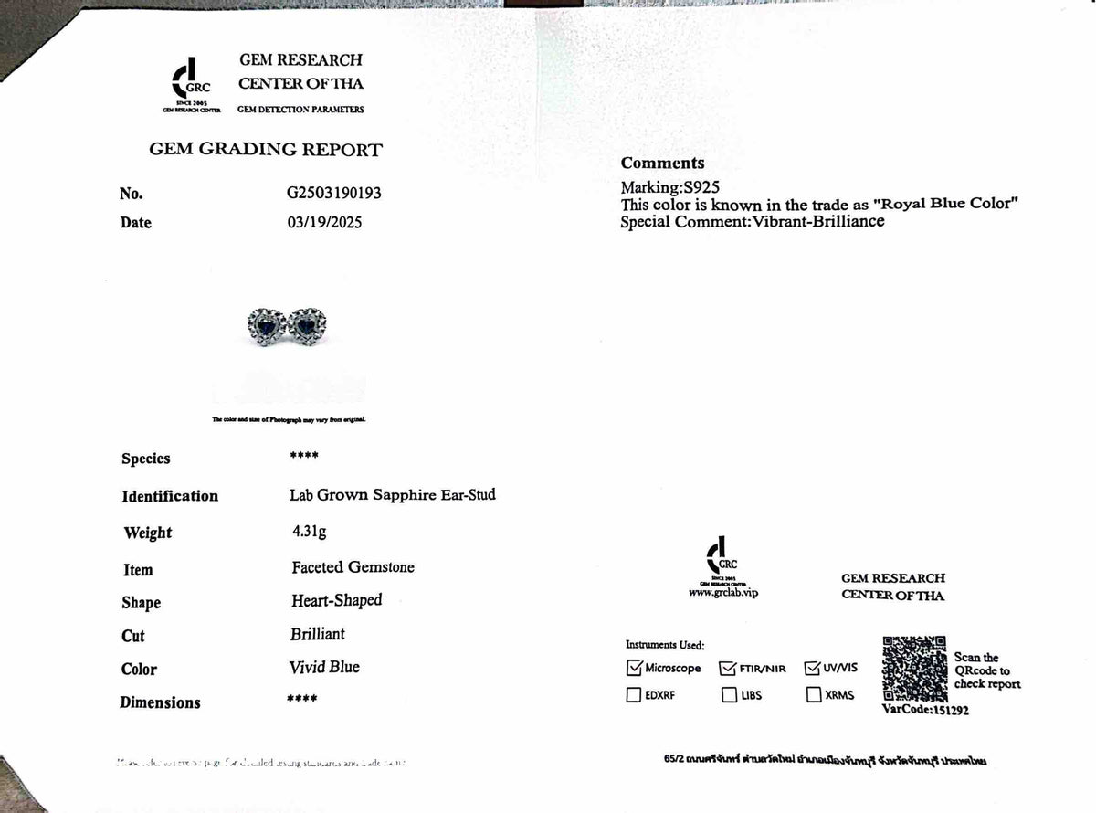 Omnia Mahasin Blue Heart Shape Earrings 925 Silver Certified in High Quality Lab-Grown Sapphire Stone - OMNIASTORES UAE