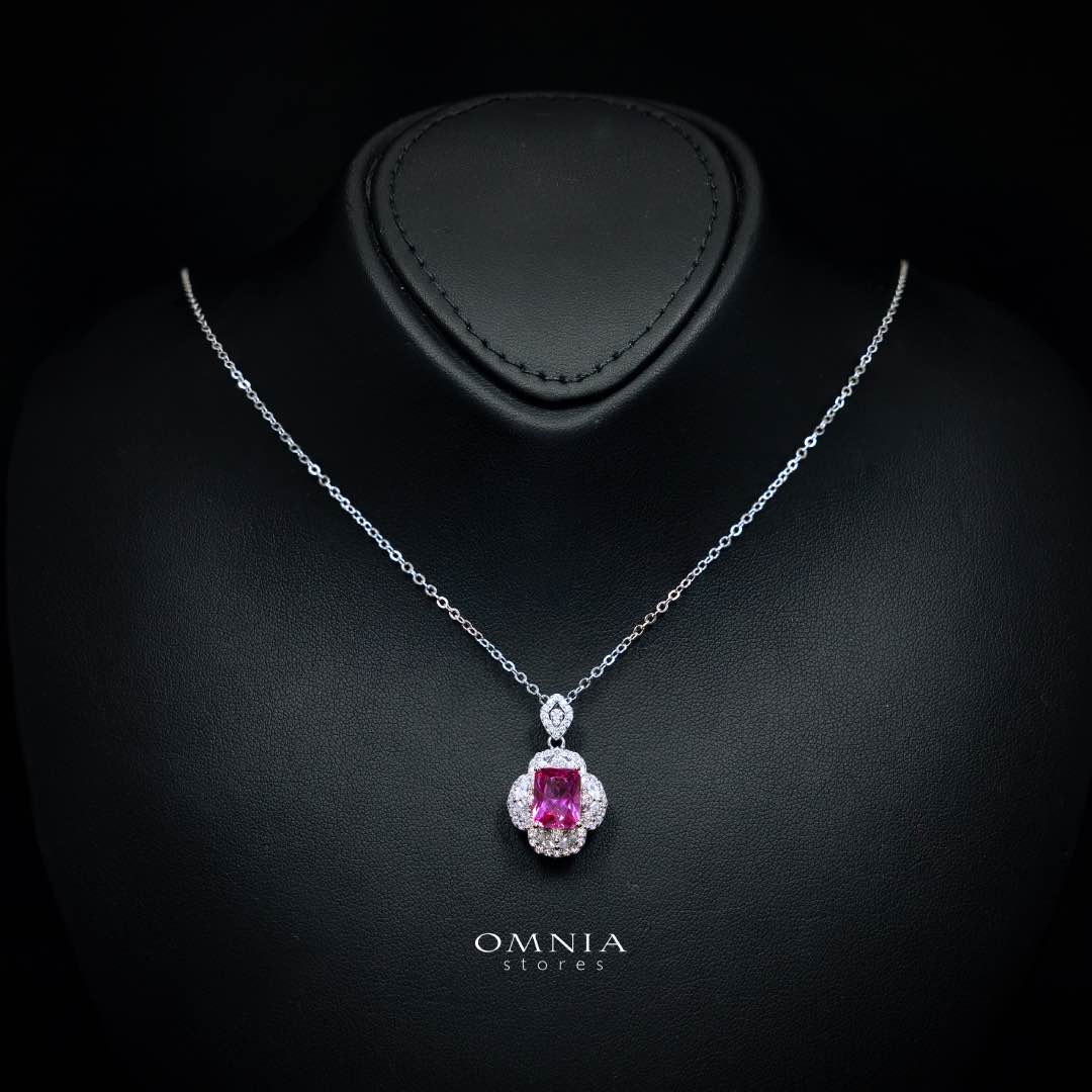 Omnia Raeya Purple Silver Pendant Necklace in 925 Silver with High Quality Simulated Diamonds