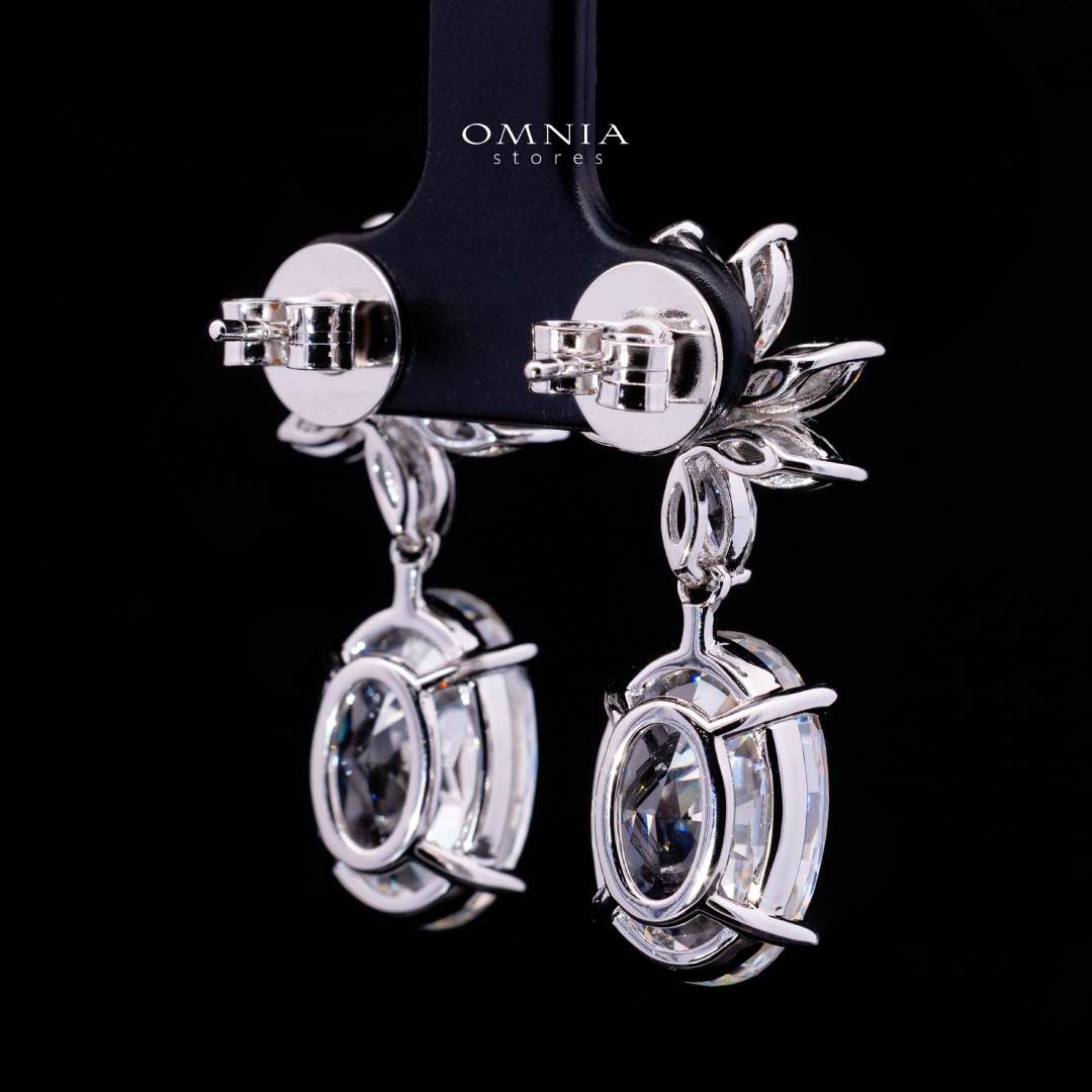 Omnia Radhiya Silver Drop Earrings In 925 Silver High Quality Lab Crafted Stones