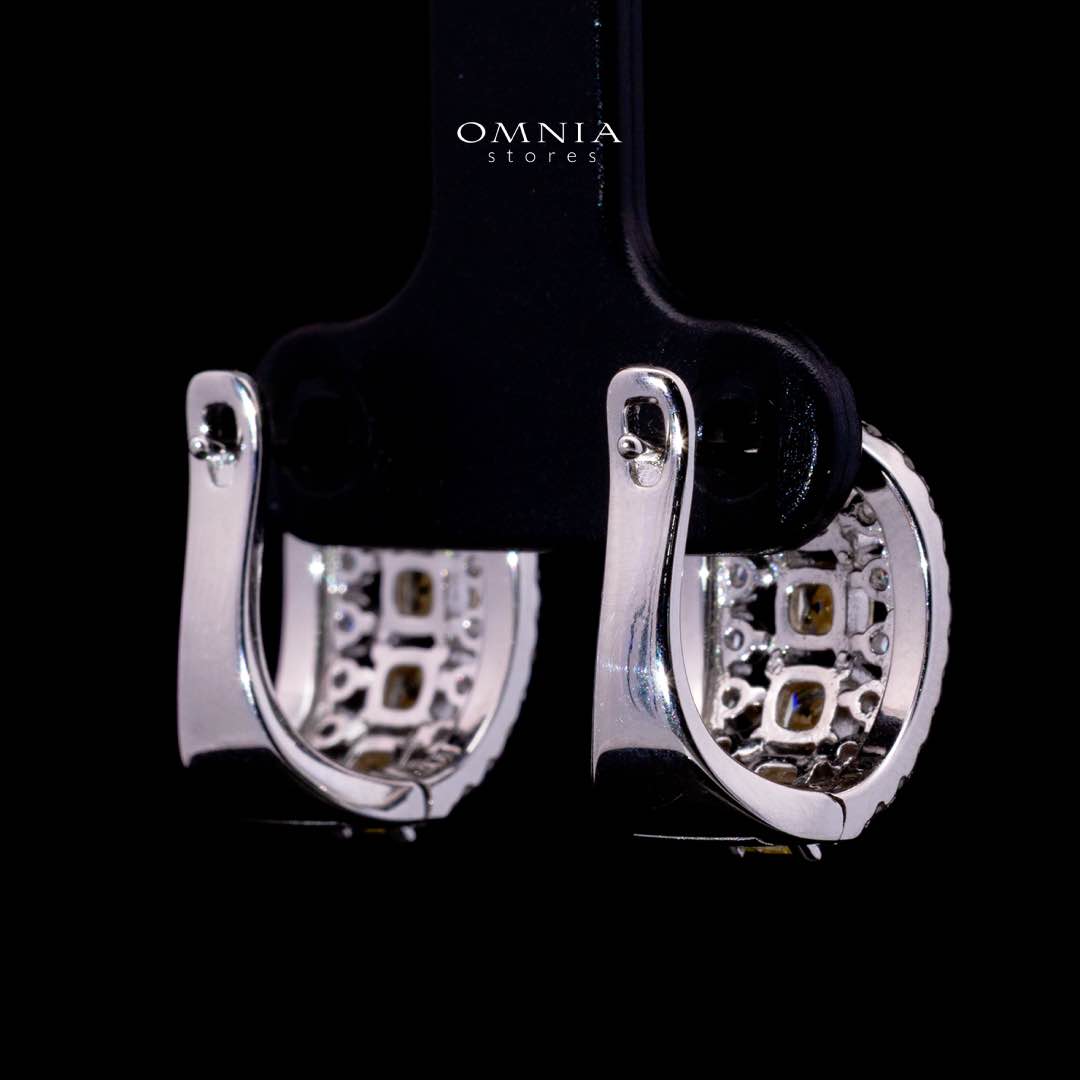 Dianna Yellow and White Clip Earrings With High Quality Simulated Diamonds in 925 Silver