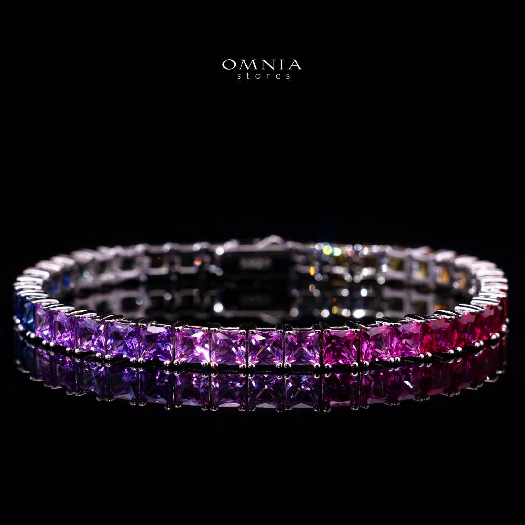 Zaha Lab Grown Sapphire Stone With GRC Certified Tennis Bracelet in 925 Silver Stones SQ 4x4mm