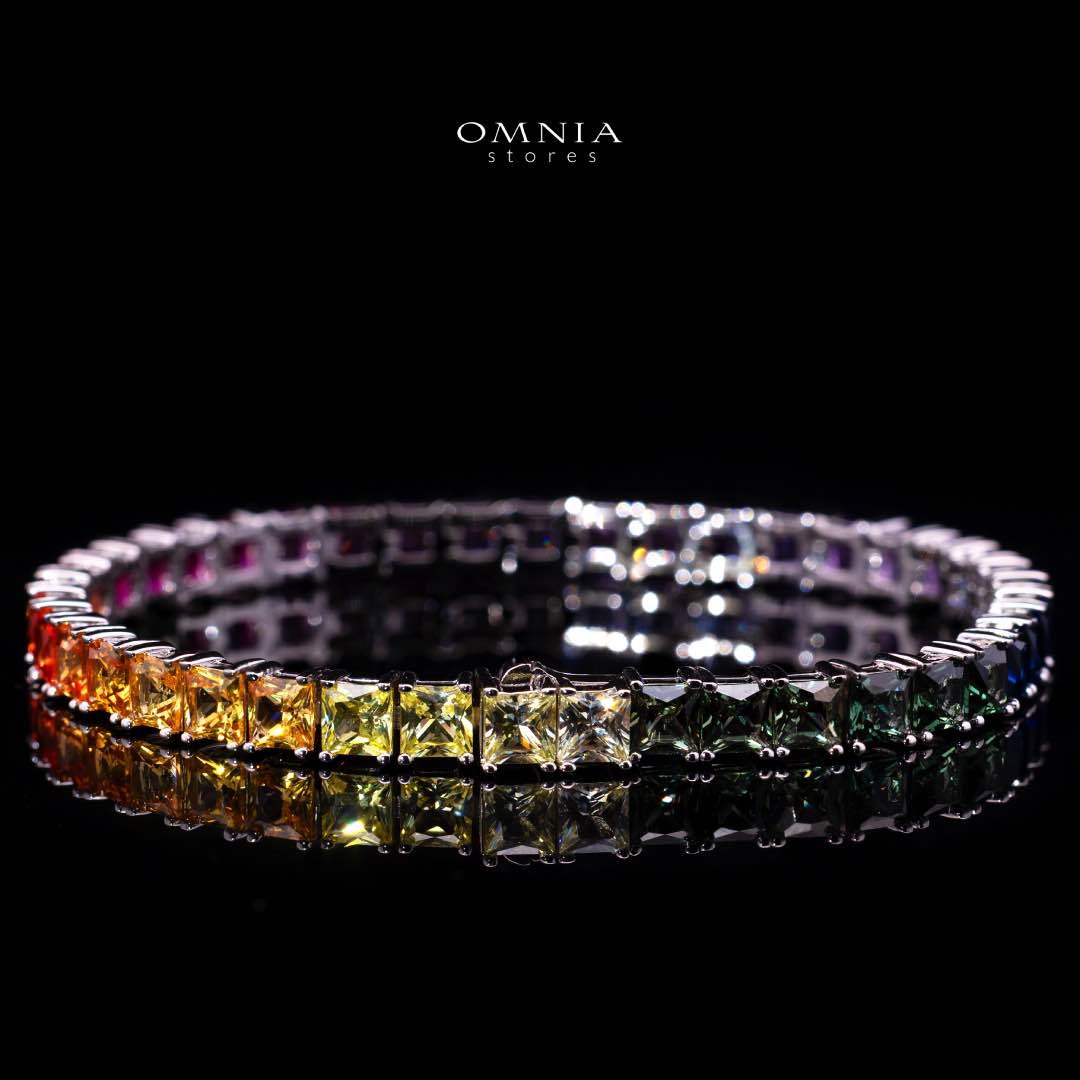 Zaha Lab Grown Sapphire Stone With GRC Certified Tennis Bracelet in 925 Silver Stones SQ 4x4mm