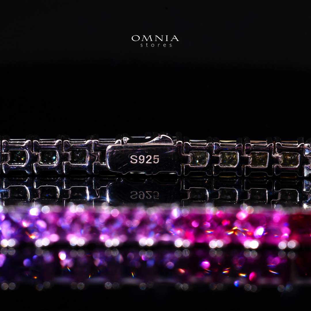 Zaha Lab Grown Sapphire Stone With GRC Certified Tennis Bracelet in 925 Silver Stones SQ 4x4mm
