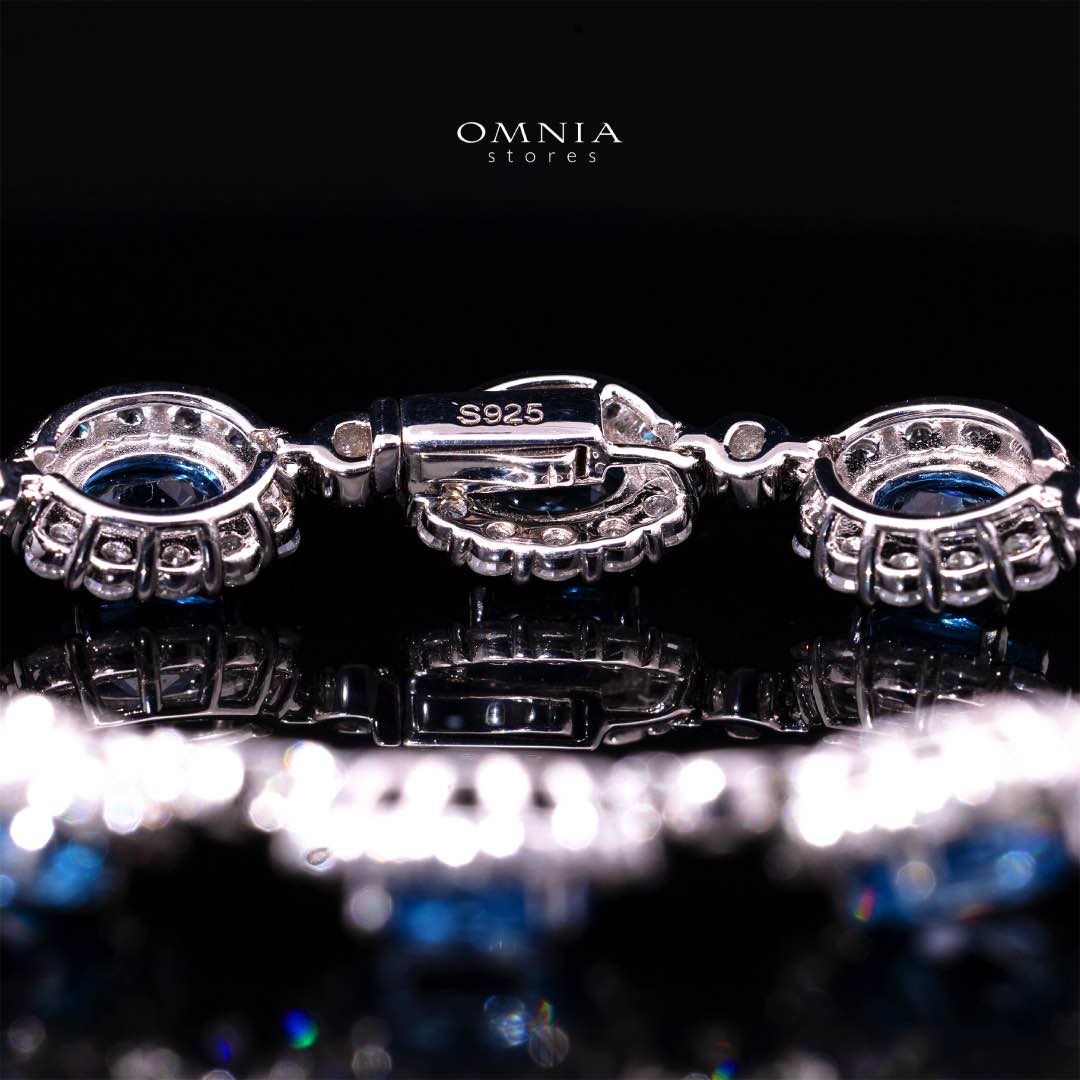Mahasin Lab Grown Synthetic Spinel Sky Blue Stones With GRC Certified Bracelet in 925