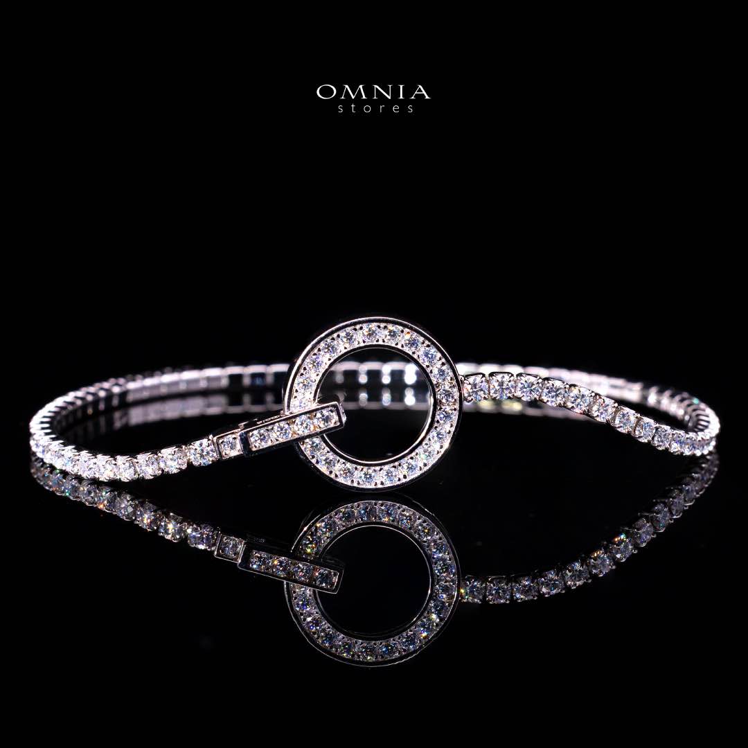 Omnia Emma White Round Tennis Bracelet with High-Quality Moissanite Stones in 925 Silver