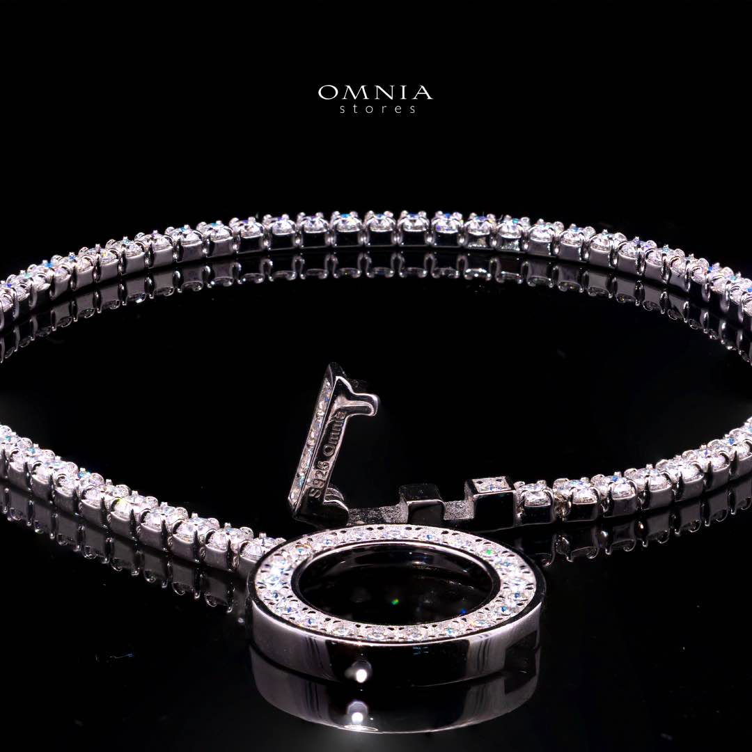 Omnia Emma White Round Tennis Bracelet with High-Quality Moissanite Stones in 925 Silver