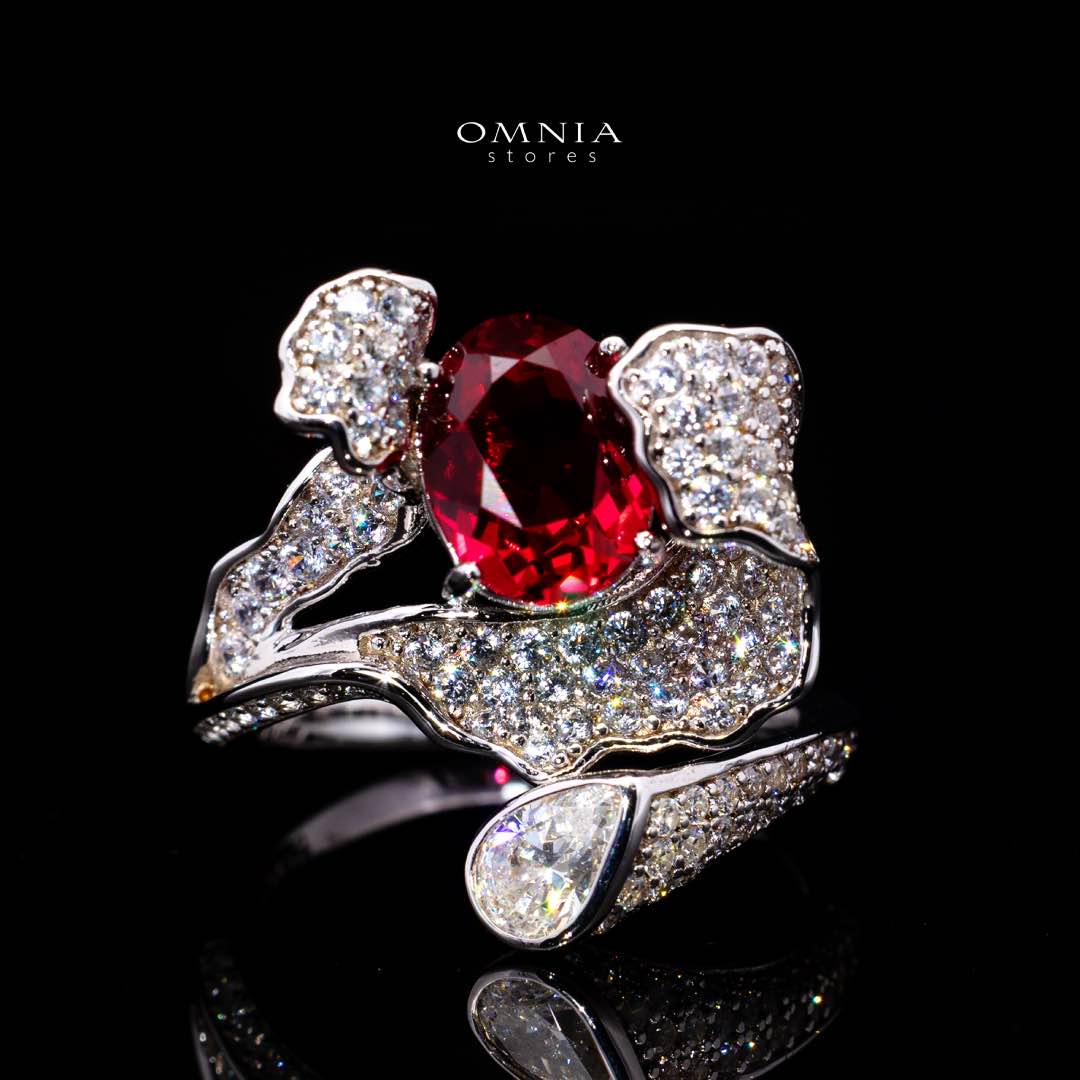 Omnia Jameela Red Ring 925 Silver  in High Quality Lab Crafted Ruby Stone