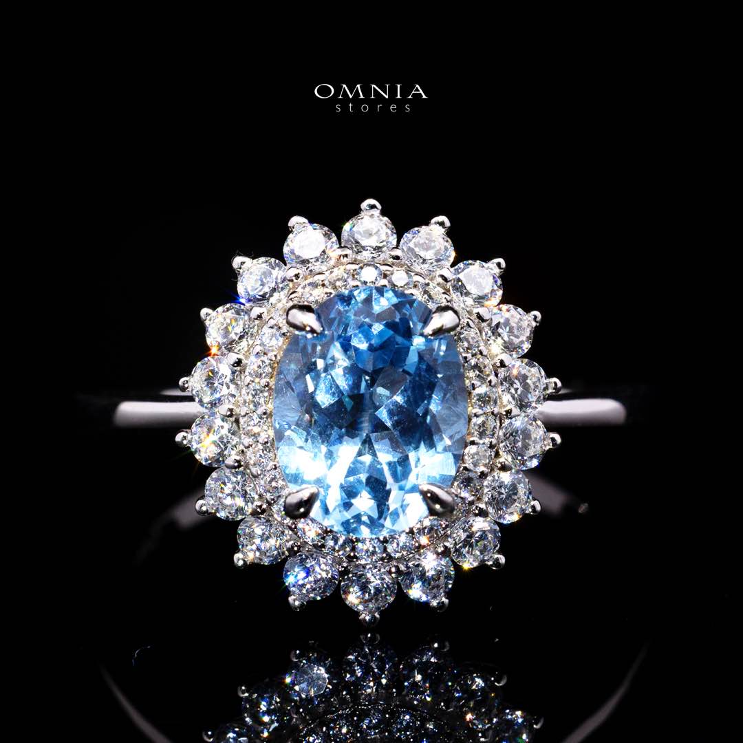 Mena Lab Grown Synthetic Spinel Sky Blue Stones With GRC Certified Ring in 925 Silver