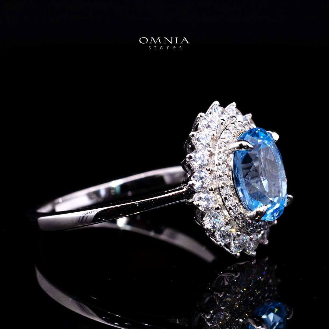 Mena Lab Grown Synthetic Spinel Sky Blue Stones With GRC Certified Ring in 925 Silver