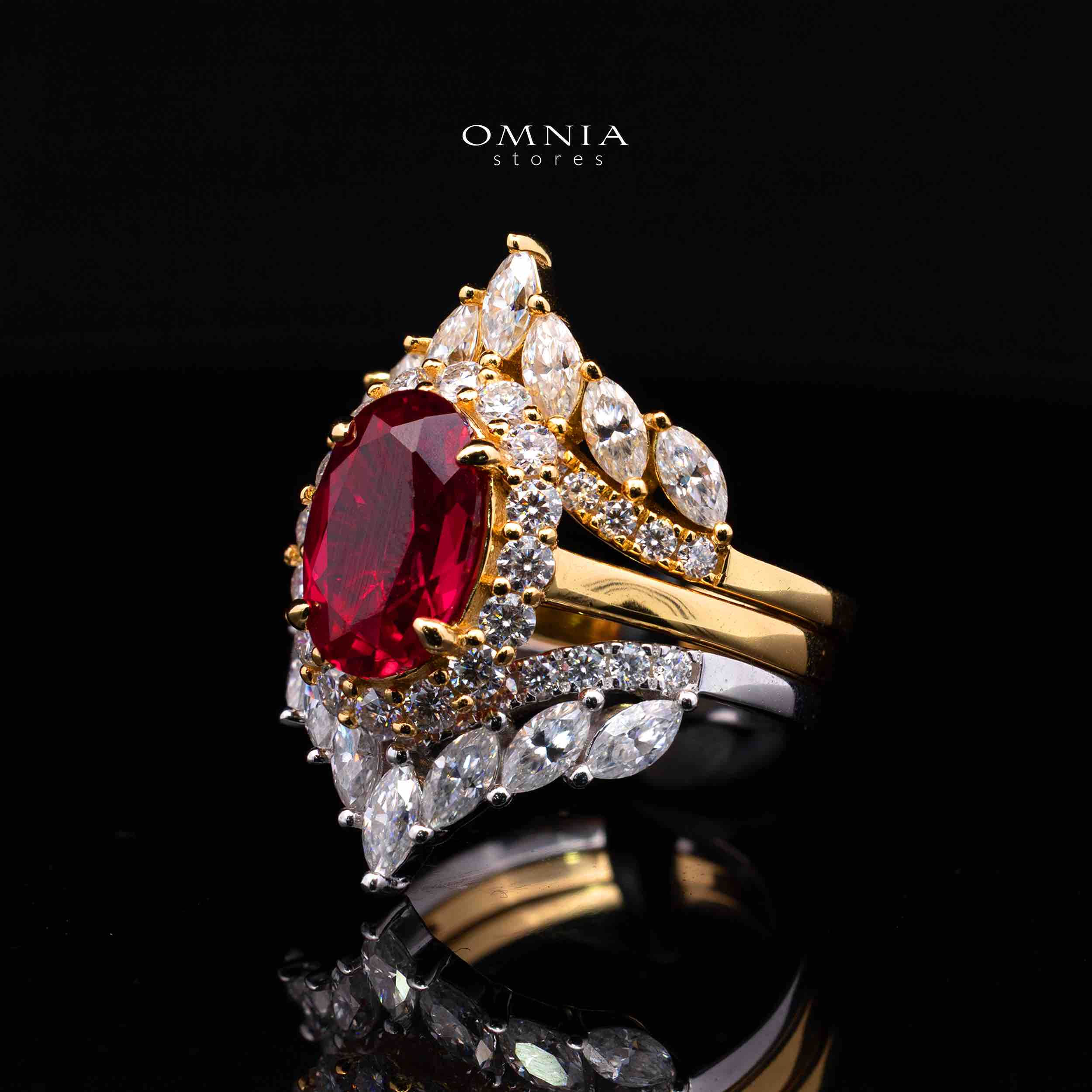 Vittoria Lab-Grown Ruby Moissanite Ring with GRC Certificate – Oval 8x12mm, 925 Sterling Silver