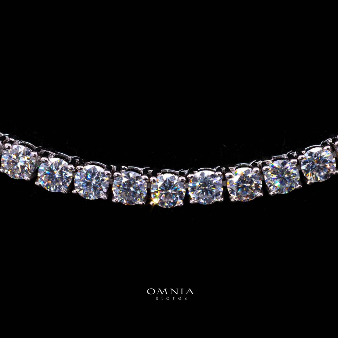 Shaikha White 3mm Tennis Necklace with GRA Certificate, High-Quality Premium Moissanite, and Rhodium Plating in 925 Sterling Silver