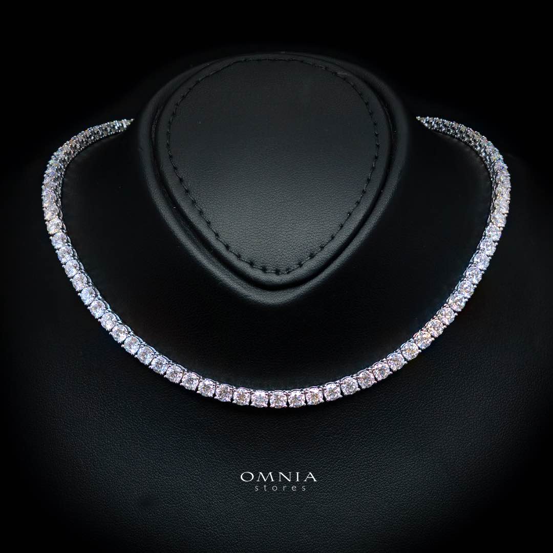 Evania White 4mm Tennis Necklace with GRA Certificate, High-Quality Premium Moissanite, and Rhodium Plating in 925 Sterling Silver