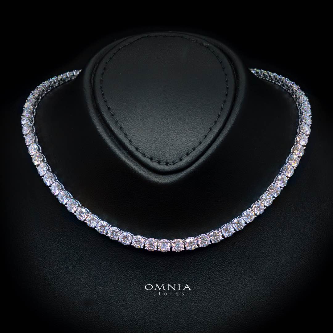 Arianne White 5mm Tennis Necklace with GRA Certificate, High-Quality Premium Moissanite, and Rhodium Plating in 925 Sterling Silver