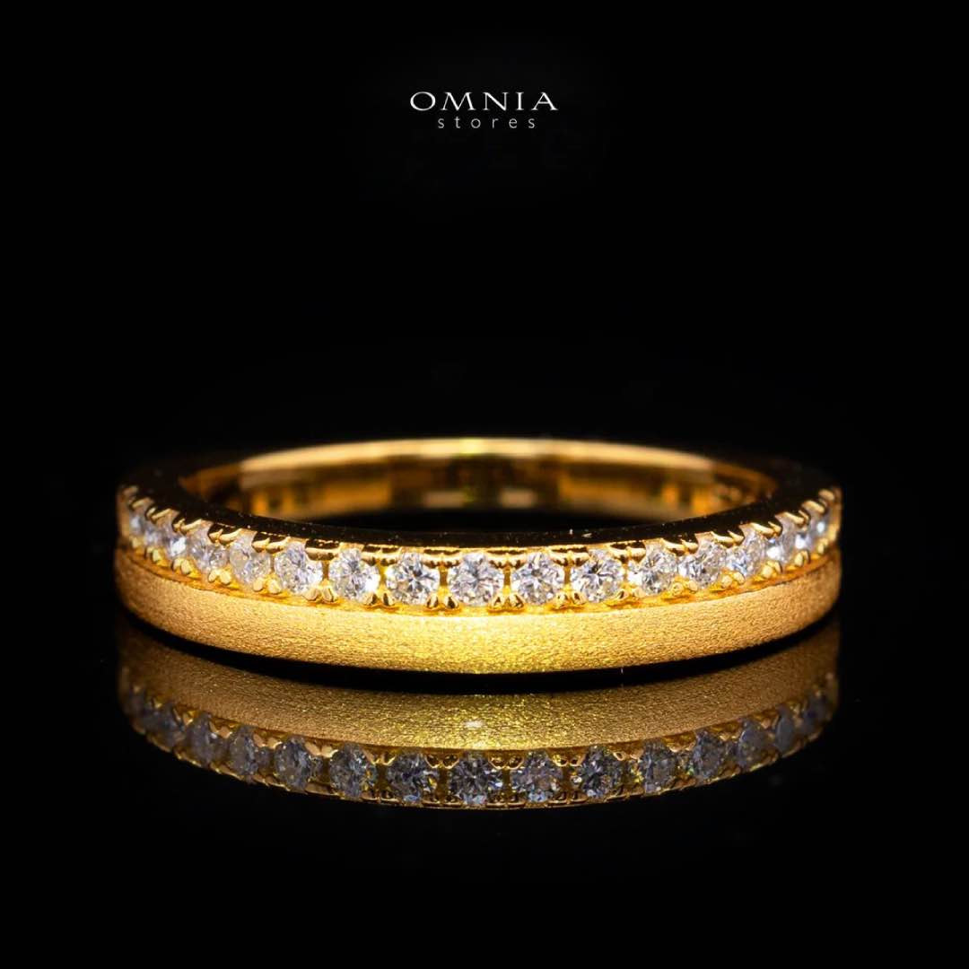 Hailey White Moissanite Minimalist Half Eternity Band Ring – Gold-Plated 925 Sterling Silver
